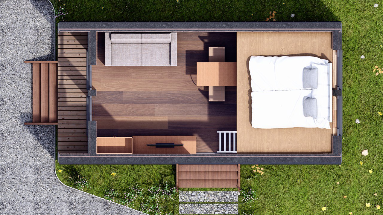 Tiny House - Mini-maison modulaire - Maison préfabriquée - 28 m² - Économe en énergie - Panneau SIP Tiny House - Mini-maison modulaire - Maison préfabriquée - 28 m² - Économe en énergie - Panneau SIP