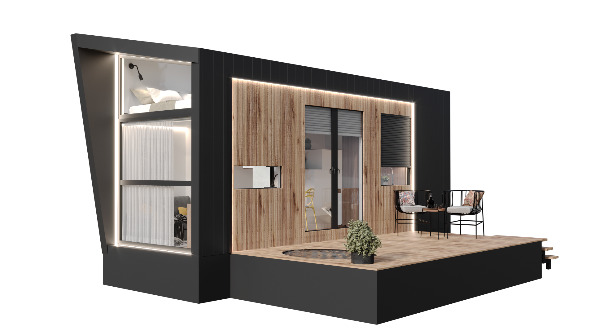 Tiny House, Maison container, Maison modulaire, Mini-maison, 21,78 m² , à deux étages - Modèle G