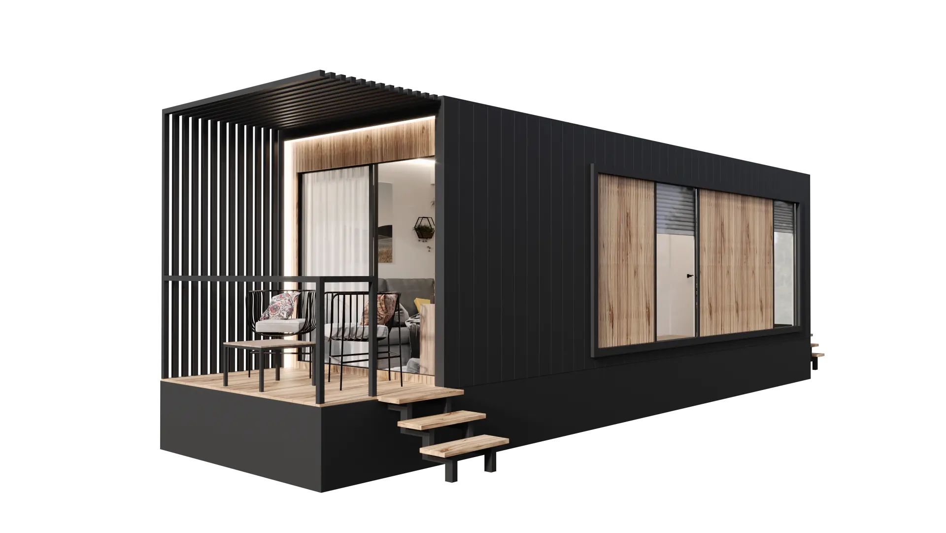 Tiny House, Maison container, Maison modulaire, Mini-maison, 17.82 m² -pour 2 personnes- modèle D