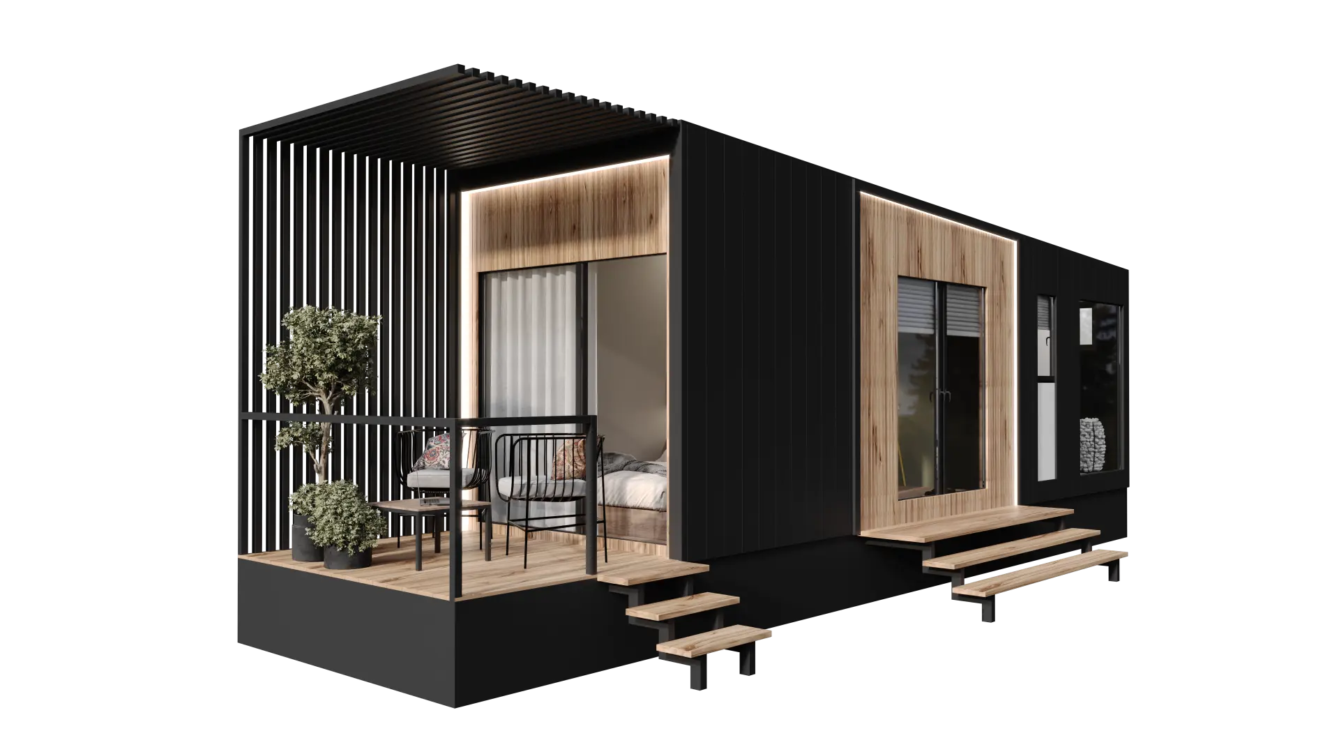 Tiny House, Maison container, Maison modulaire, Mini-maison, 16.72 m² - pour 2 personnes - Modèle 0